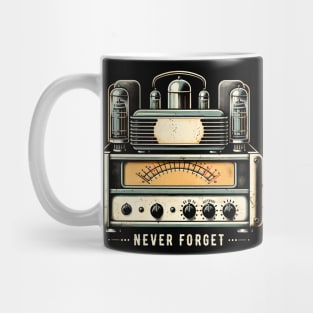 Vintage Retro Tube Amplifier 'Never Forget' T-Shirt - Music Lover Tee Mug